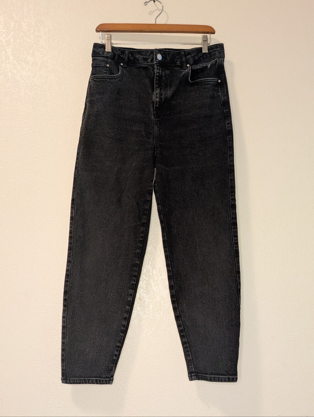 Boden Washed Black Barrel Leg Jeans Clean Front High Rise Size US 8R